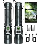 Rechargeable Flashlights High Lumens, 250000 Lumens Flash Light Super Bright LED Flashlight, 5 Li...