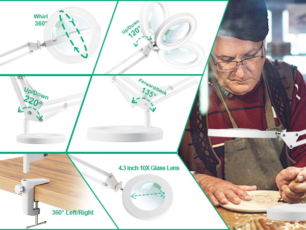 magnifying glass with light and stand