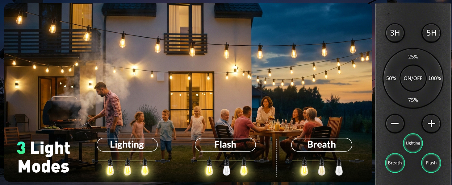 3 Lighting modes: lighting, flash and breath