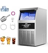 VEVOR Commercial Ice Maker Machine, 130 lbs/24h with 30 lbs Storage Capacity, Built-in/Freestandi...