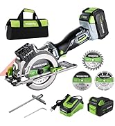 WORKPRO 20V Cordless Mini Circular Saw, 4-1/2" Compact Wireless Circular Saw 4.0Ah Battery, Fast ...
