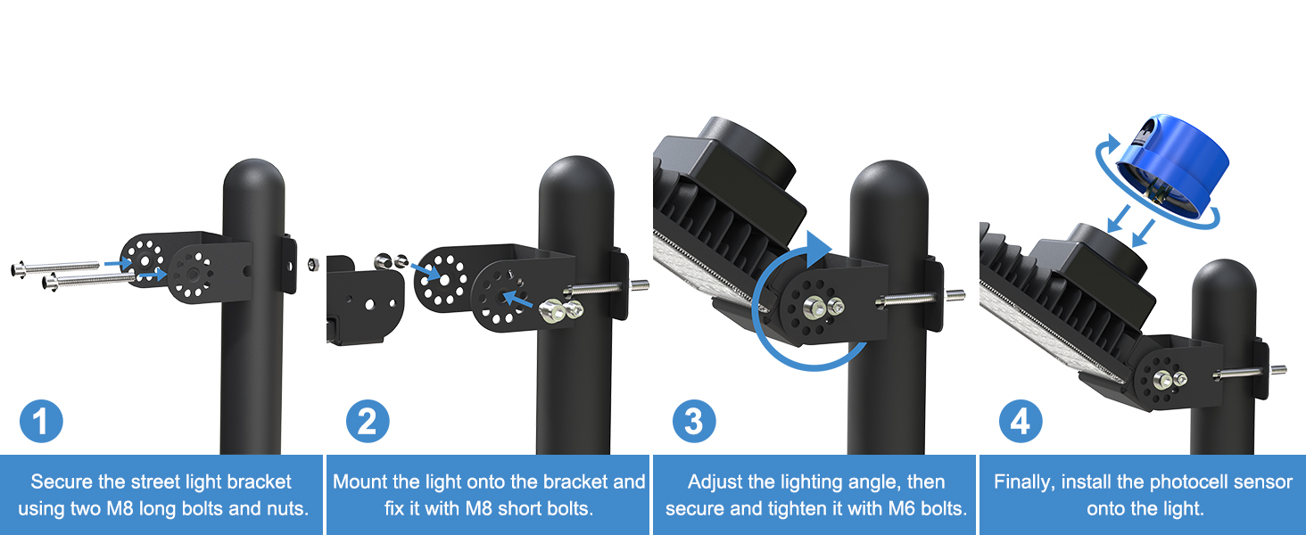 Kekeou 100W LED Flood Light with PhotocellSensor easy installtion