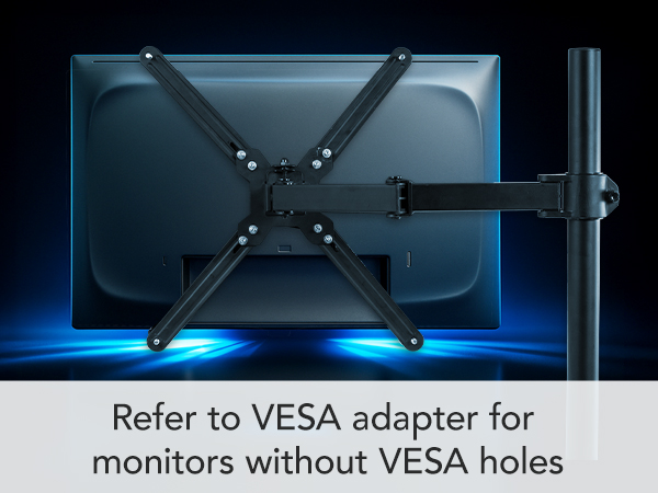Back of monitor showing monitor with no mountinf holes - use adapter if no mounting holes.