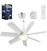 NWOP 28 Inch Socket Fan Light with Remote Control, Screw in E26/E27 Ceiling Fan with LED Light, 3...