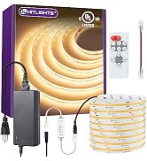 HitLights COB LED Strip Lights Kit Warm White with Remote &amp; 24V Power Supply,16.4ft Dimmable Tape...