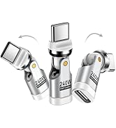 USB C Adapter [3-Pack], PD 240W USB C 90 Degree Adapter, Type C Right Angle Adapter/360 &amp; 180 Deg...