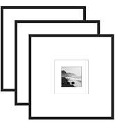 upsimples 18x18 Black Picture Frames Set with Double Mat, 3 Pack | 18x18 Square Frame Collage Wal...