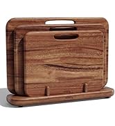 SMIRLY Wooden Cutting Boards for Kitchen, Double-Sided Cutting Board with Handle, Heavy Duty Soli...