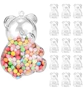 DOERDO 15Pcs Clear Bear Shaped Candy Boxes Plastic Chocolate Candy Cups Mini Candy Holders for Va...
