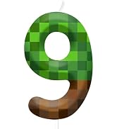 Number 9 Pixel Birthday Candles &amp; Cake Topper - Pixel Style Number Candles Birthday Cake Decorati...