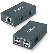 USB Extender 165ft Kit with 4 USB 2.0 Hub, Over Single Ethernet Cat5e/6/7 Up to 165ft(50m), Plug ...