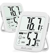 Antonki 2 Pack Room Thermometer for Home, Digital Temperature and Humidity Monitors, Indoor Hygro...
