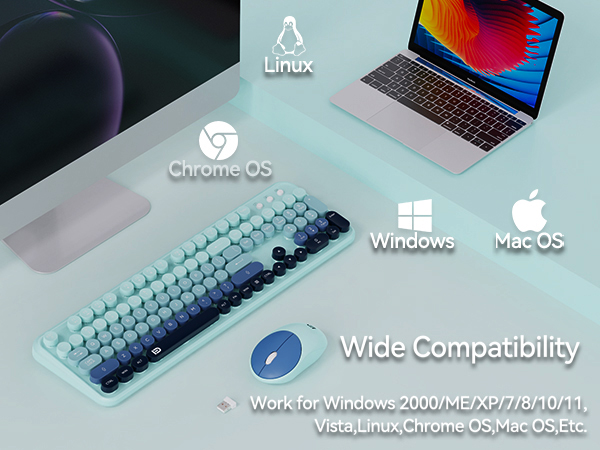 best colorful keyboard and mouse gift for women and girls