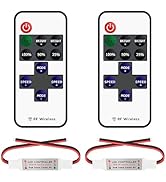 VIPMOON 2 Pack 11 Key RF Mini Wireless Remote Controller with DC 5-24V for 3528 5050 Single Color...