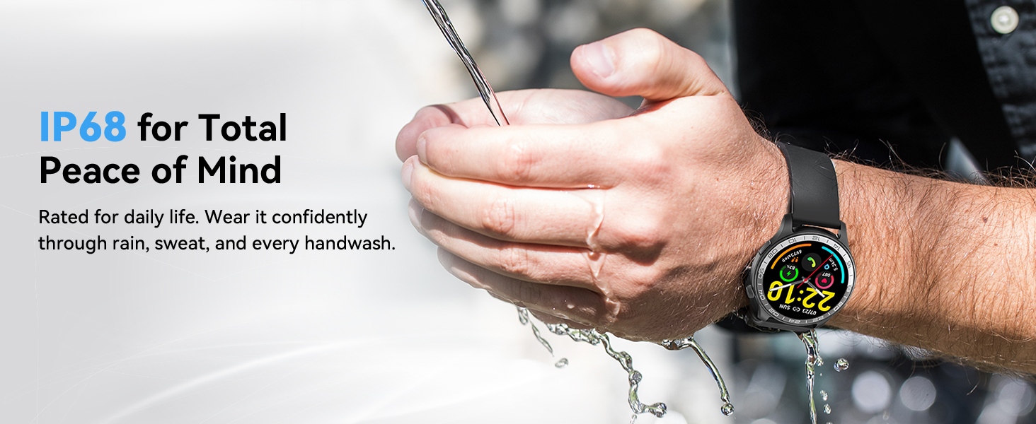 IP68 waterproof water resistant for daily use like wash hand, sweat ,splash