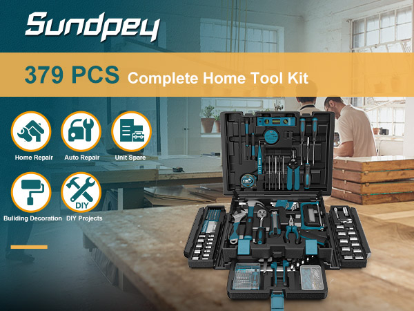 Sundpey 379PCs Complete Home Tool Kit