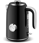 PUKOMC Electric Kettle, 1.7L Stainless Steel Tea Kettle with Temperature Gauge, 1500W Water Boile...