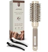 AIMIKE Round Brush, 1.3 Inch Barrel, Nano Thermal Ceramic &amp; Ionic Tech, Boar Bristles, for Blow D...