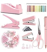 Mini Pink Office Supplies,UPIHO Pink Desk Accessories,Mini Stapler and Tape Dispenser Set, School...