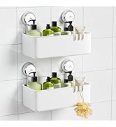 2Pcs Shower Caddy Suction Cup, Shower Shelves for Inside Shower, Heavy Duty Bathroom Shower Organ...