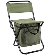 LEADALLWAY Fishing Chair with Cooler Bag Compact Fishing Stool Foldable Camping Chair