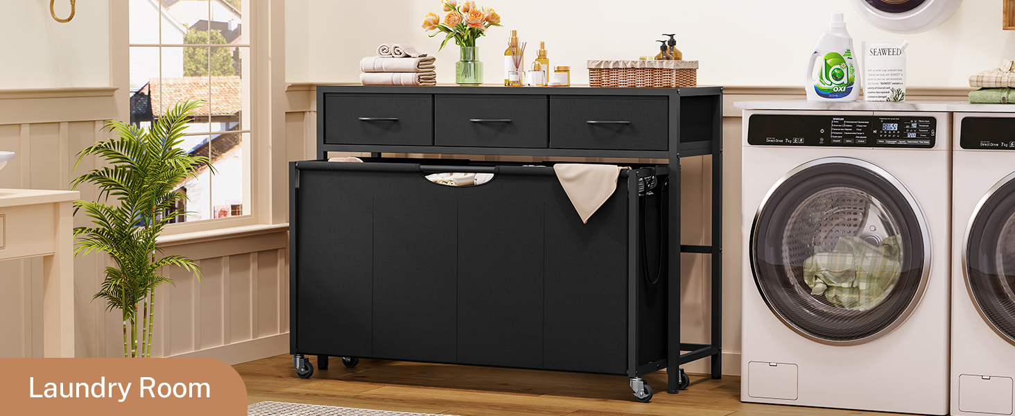 Laundry Sorter, Rolling Laundry Hamper with 4 Section Pull-Out Bags