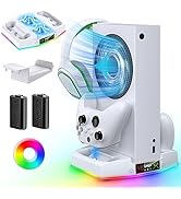 Cooling Fan Stand for Xbox Series S Console - Charging Station for Controller with RGB Light, MEN...