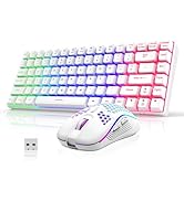 RedThunder K84 Wireless Keyboard and Mouse Combo, Rainbow Backlit Rechargeable Battery, 75% Layou...