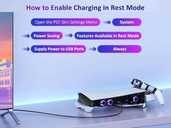 how to charge the controller while the console is in Rest Mode