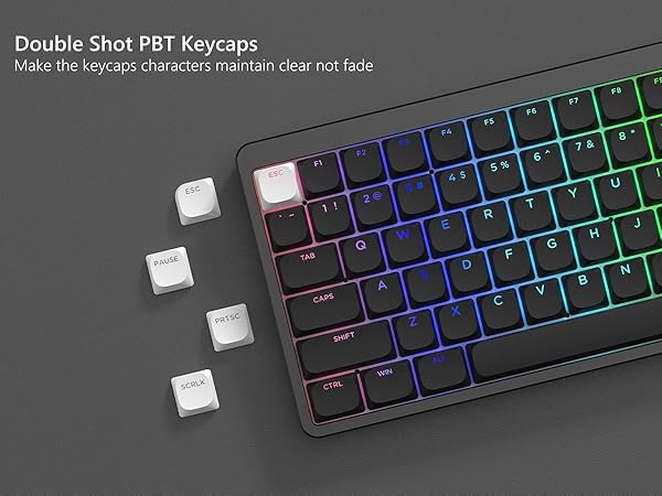 Low Profile Keycap, Shine Through Keycaps, Custom Keyboard Keycaps 75 Percent Black keycaps