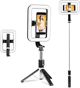 PIOENIMAGE Selfie Ring Light with Stand, Tripod with Dimmable LED Lights, Extendable Ring Light T...