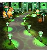 Priddop St Patricks Day Decorations Solar Lights Outdoor Pathway Waterproof 8 Pack Green LED Gree...