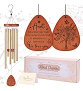 LIRAVENO Aunt Gifts Wind Chimes - Metal Windchimes with Card Indoor Outdoor Hanging Decor for Gar...