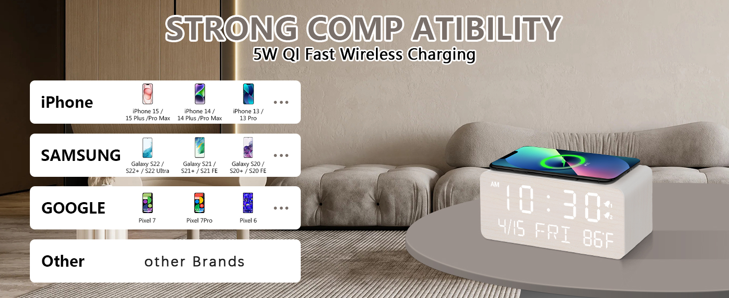wireless charging clock