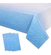 Kesfey 3 Packs Ombre Blue Plastic Tablecloth 54 x 108 Inch Gradient Pastel Blue Table Cloths Rect...