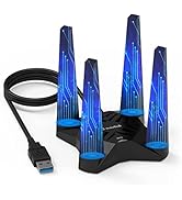 USB WiFi Adapter for Desktop PC, AC1900 WiFi Adapter Dual Band Wireless Network Adapter with 2.4G...