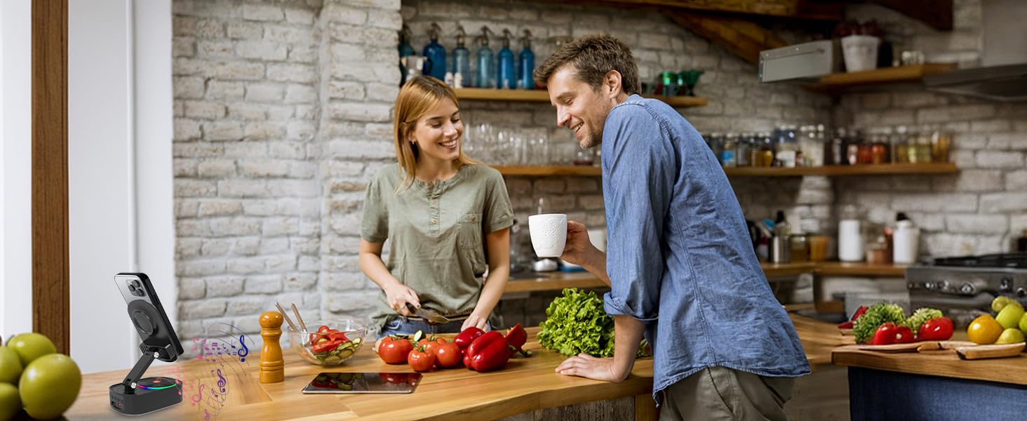 Cell Phone Stand with Wireless Bluetooth Speaker