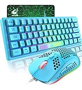60% Gaming Keyboard and Mouse Combo Rainbow LED Backlit Keyboard with 61 Keys Membrane Mini Porta...