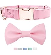 Soft Leather Bowtie Dog Collar - Adjustable Cute Bow Tie Collar [Easy to Clean] with Stylish Rose...