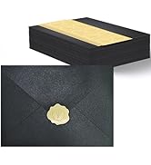 50 PCS Pearl Black A7 Envelopes with Stickers, Shimmering 5x7 Envelopes for Invitations, Great fo...