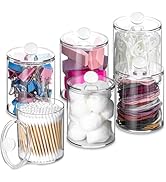 XIPENGKEJI 6 Pack Qtip Holder, Apothecary Jars Holder Dispenser, Bathroom Jars with Lids Set for ...