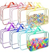 8 Packs 8 Colors Large Toy Storage Bags, Reusable Clear PVC Board Game Storage, Toy Storage Organ...