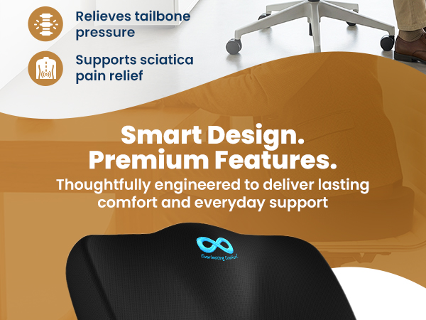 Memory Foam Seat Cushion Office Chair Car Ergonomic Accessories Tailbone Pain Relief Sciatica