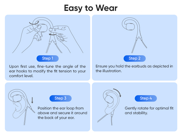 how to wear middle rabbit s6 wired open-ear earbuds