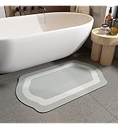 Tchdio- Bath Mat Rug 17"x27" Super Absorbent Quick Dry Non Slip Diatomaceous Earth Thin Bath Rugs...