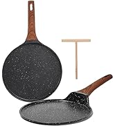 ESLITE LIFE Nonstick Crepe Pan Set with Spreader, 9.5 &amp; 11 Inch Granite Coating Flat Skillet Tawa...