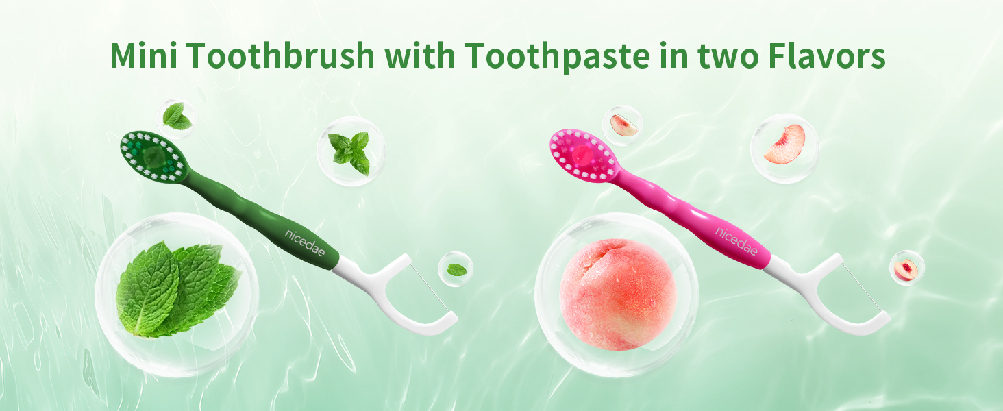 Nicedae mini toothbrush with mint toothpaste
