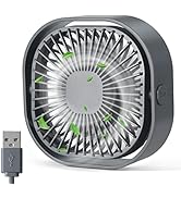 Small USB Desk Fan, 4 Inch Quiet Mini Table Fan, 3 Speeds Portable Desktop Fan, 360°Rotatable Lit...