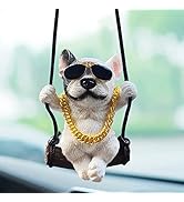 Swinging Dog Car Hanging Ornament, Car Mirror Hanging Accessories, Cute Bulldog Car Accessories f...