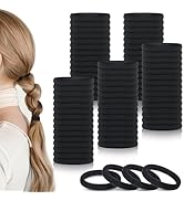 100PCS Black Hair Ties, Seamless Hair Ties No Damage Ponytail Holders Elastics Hair Accessories f...
